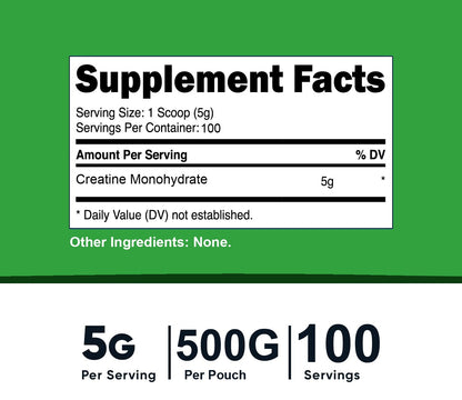 Creatine Monohydrate 500G (18OZ) , Micronized Pure Powder 100Serving